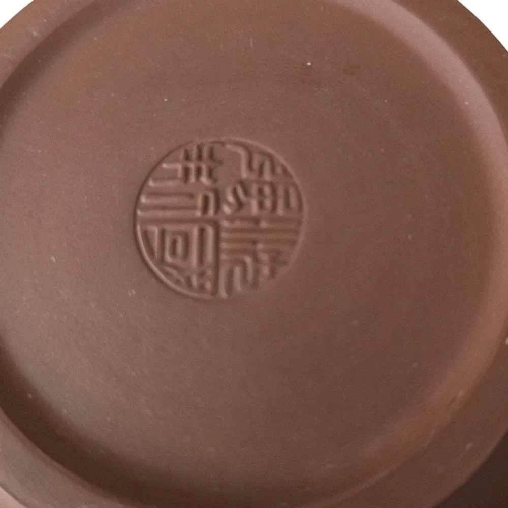 Yixing Zisha Clay Teapot Set Hand Painted Plum Blossom Branch 3pc Tea Set‎ Brown